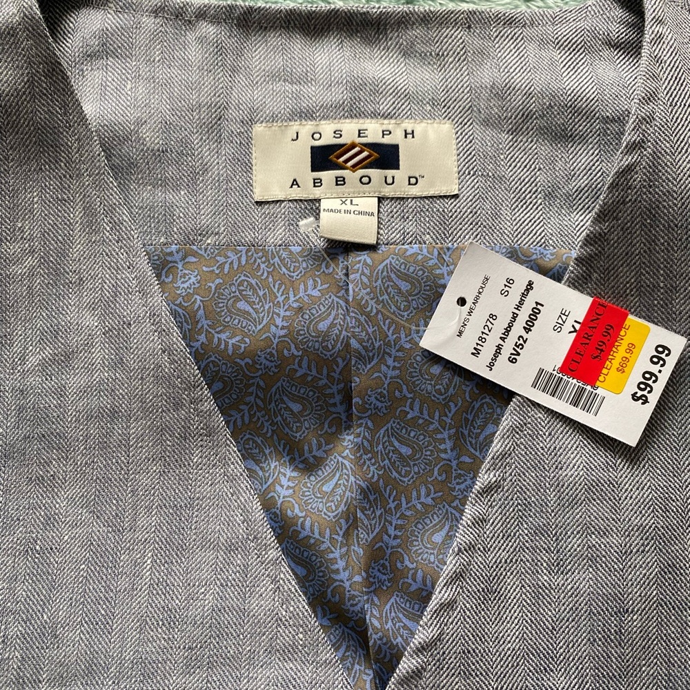 Mens XL Joseph Abboud formal vest